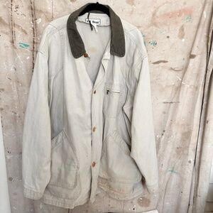 Vintage LL Bean Beige Canvas Barn Coat Chore Jacket